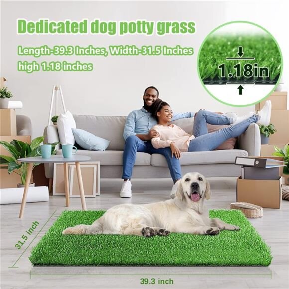 39.3 x 31.5 inches Artificial Grass Rug Turf for Dogs Indoor Outdoor Fake Grass - Picture 2 of 7